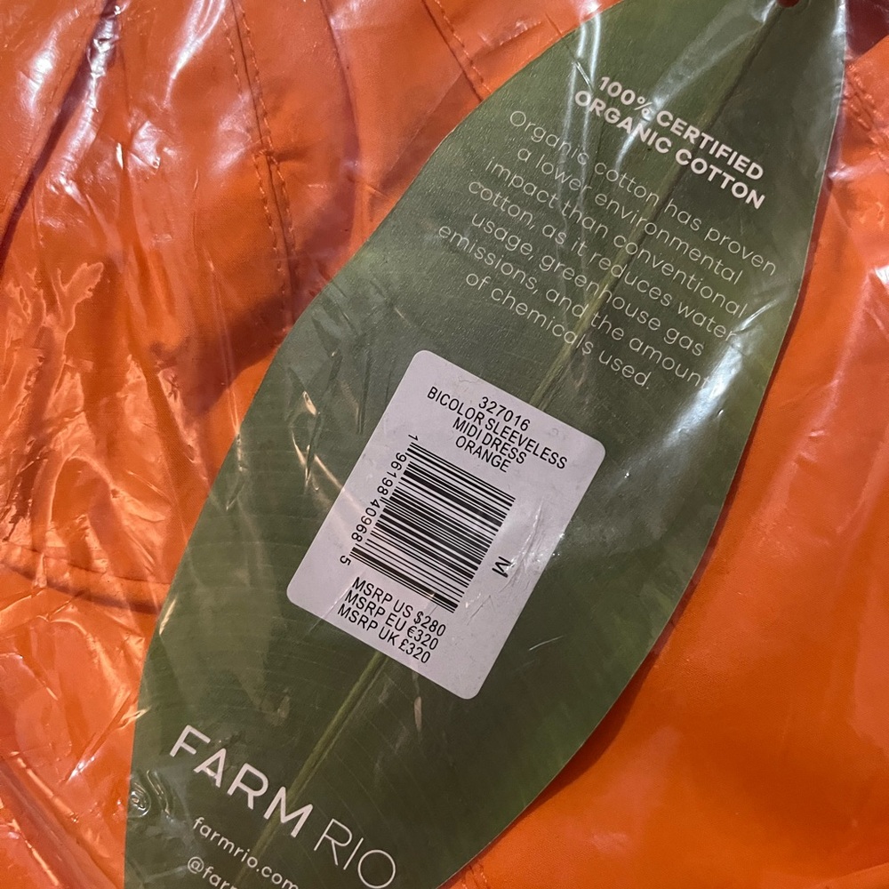 FARM Rio Bi-Color Orange Midi Dress - Picture 6 of 6